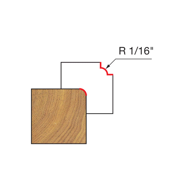 Freud Rounding Over Bit 1/4" Shank x 1/16" Radius