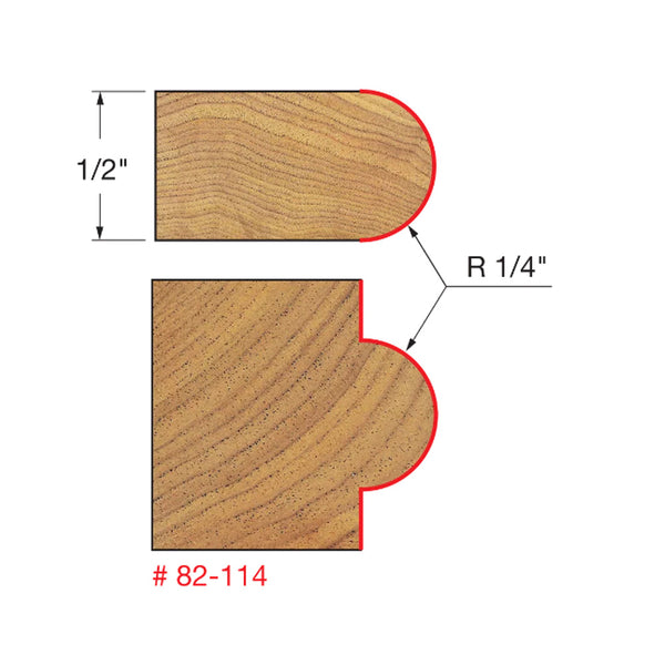 Freud Half Round Bit 1/2" SH, 1" D, 29/32" CL