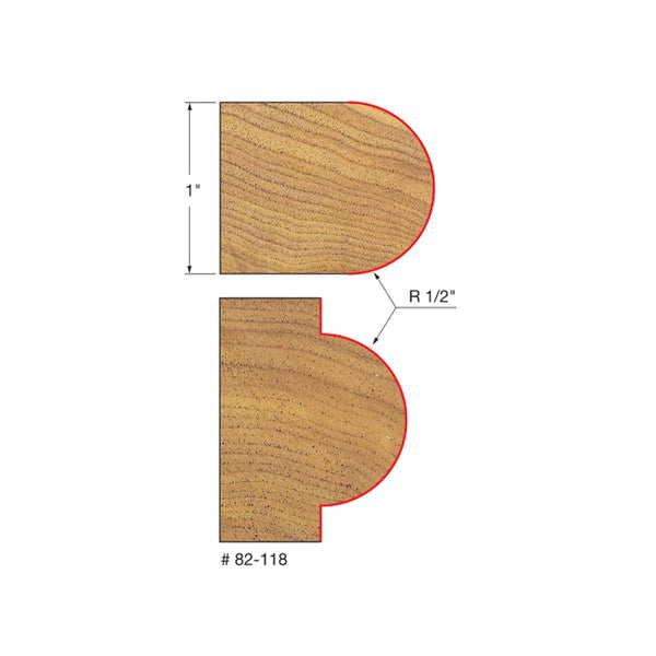 Freud Half Round Bit 1/2" SH, 1-13/16" D, 1-27/64" CL