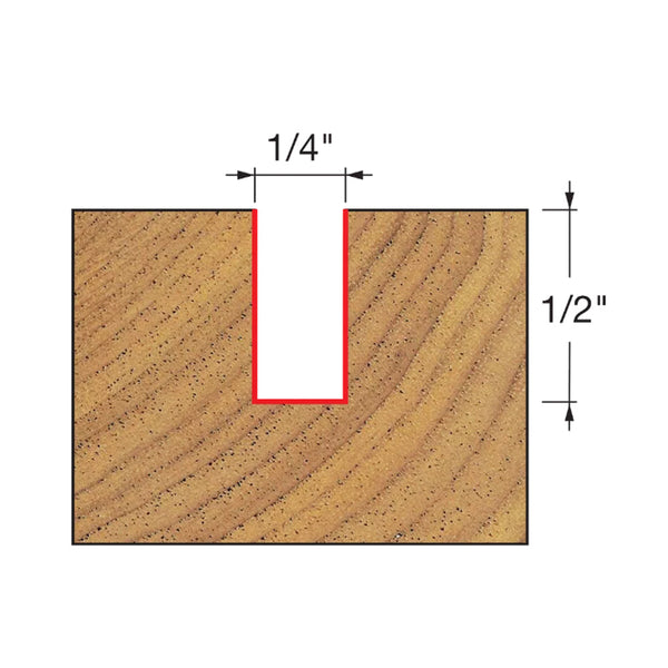 Freud Double Flute Straight Bit 1/4" SH, 1/4" D, 1/2" CL