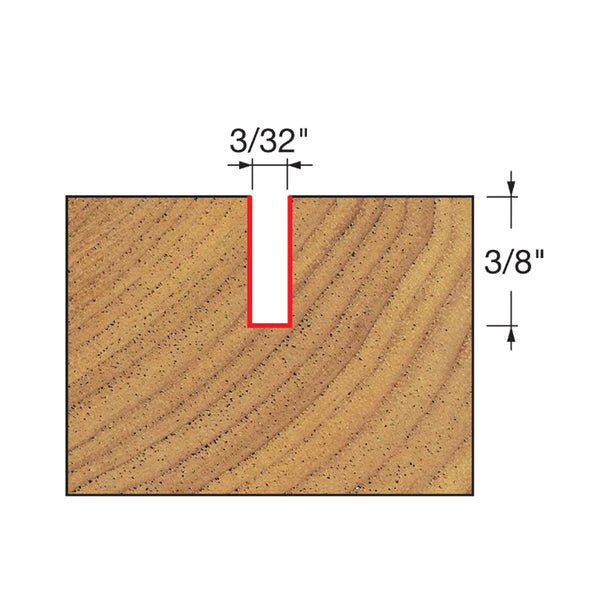 Freud Double Flute Straight Bit 1/4" SH, 3/32" D, 3/8" CL