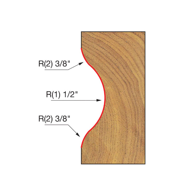Freud Handrail Bit (1/2" Large Radius) 1/2" SH, 1-3/16" D, 1-1/2" CL