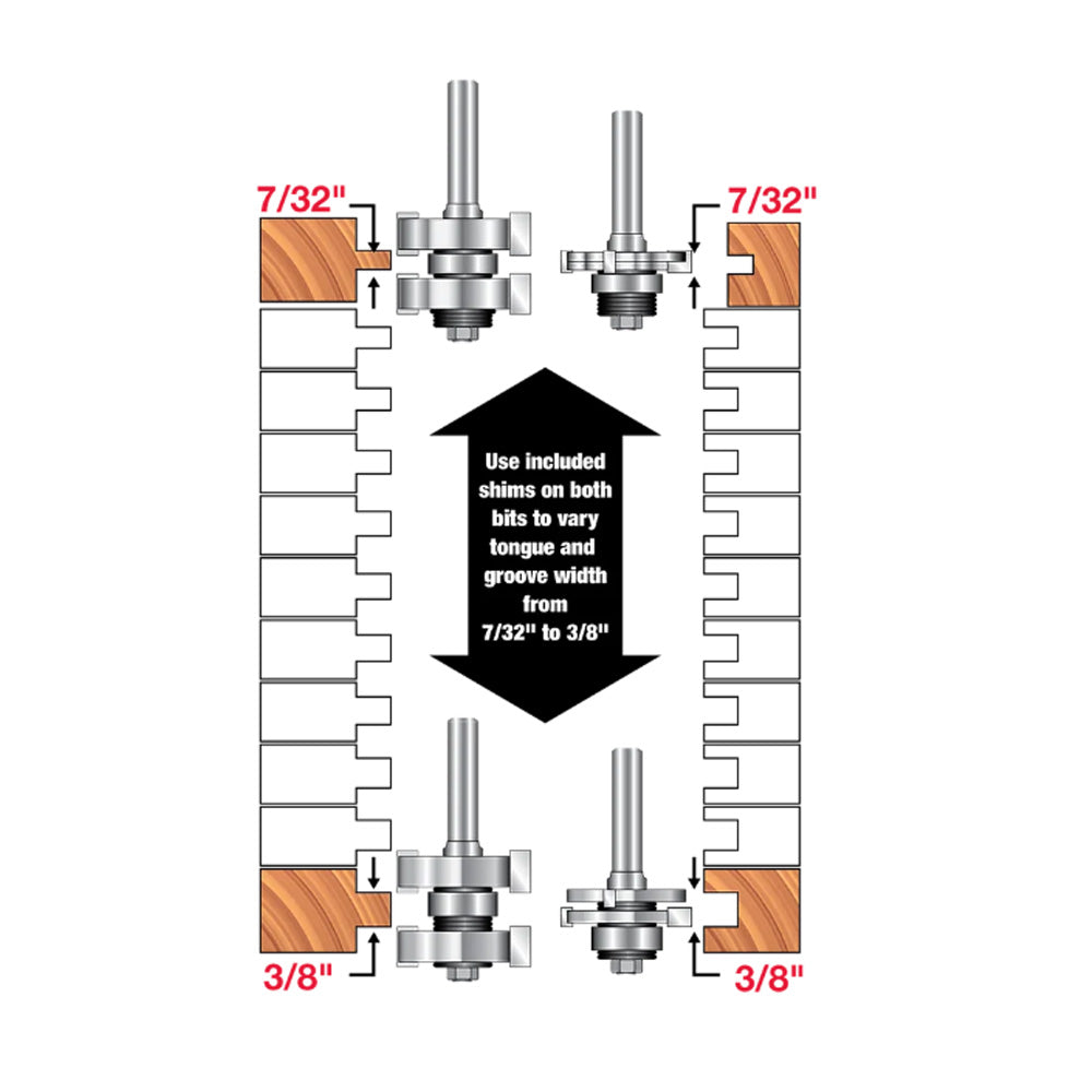 Freud Adjustable Tongue & Groove Bit Set 1/2