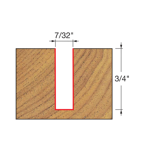 Freud Double Flute Straight Bit 1/4" SH, 7/32" D, 3/4" CL