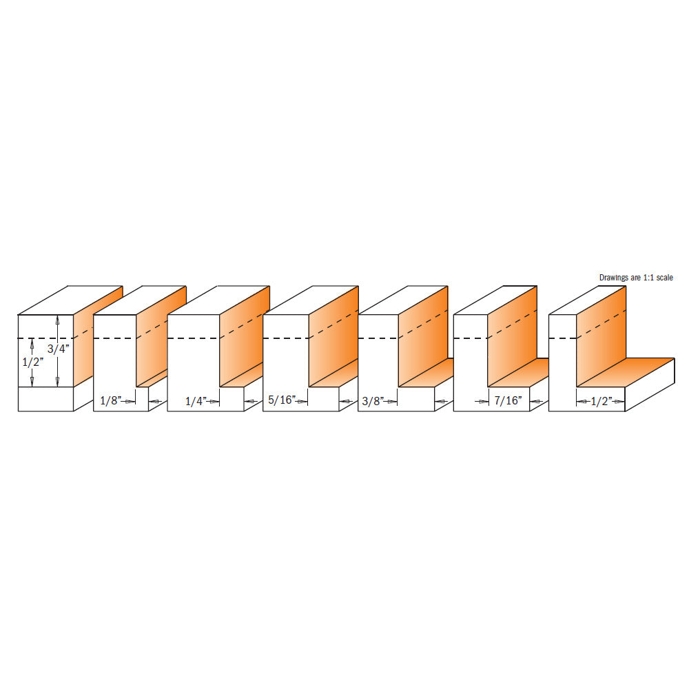 CMT Rabbeting Router Bit Set 1/2
