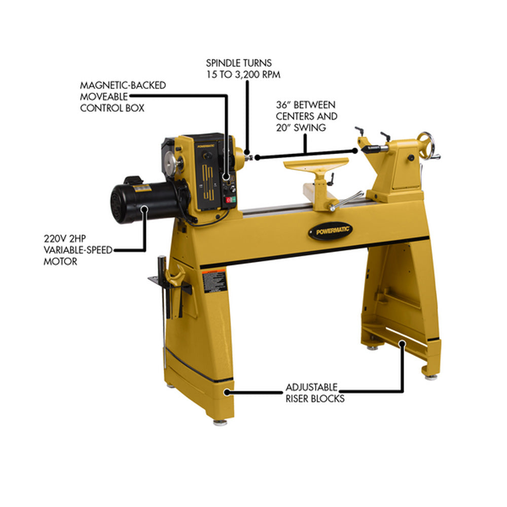 Powermatic 3520C Lathe, 2HP ,1PH, 220V