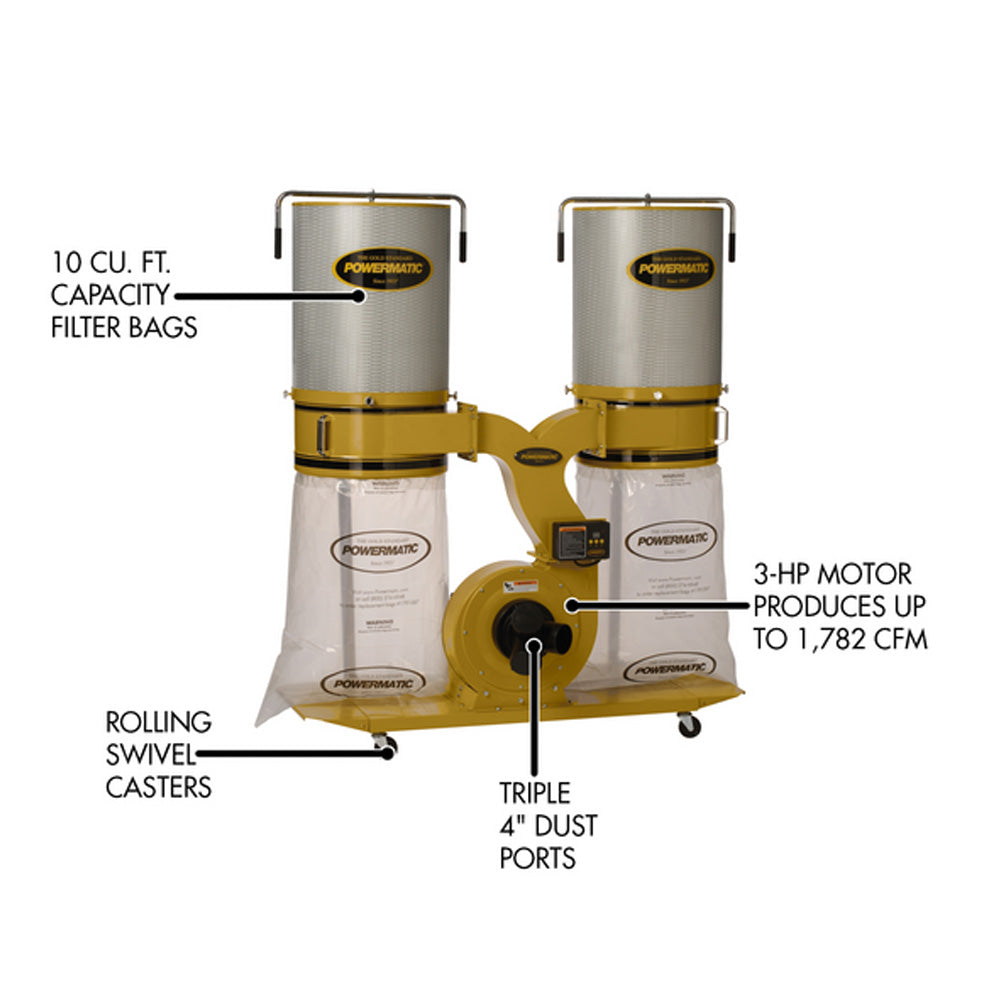 Powermatic PM1900TX-CK3 Dust Collector With 2-Micron Filter Kit