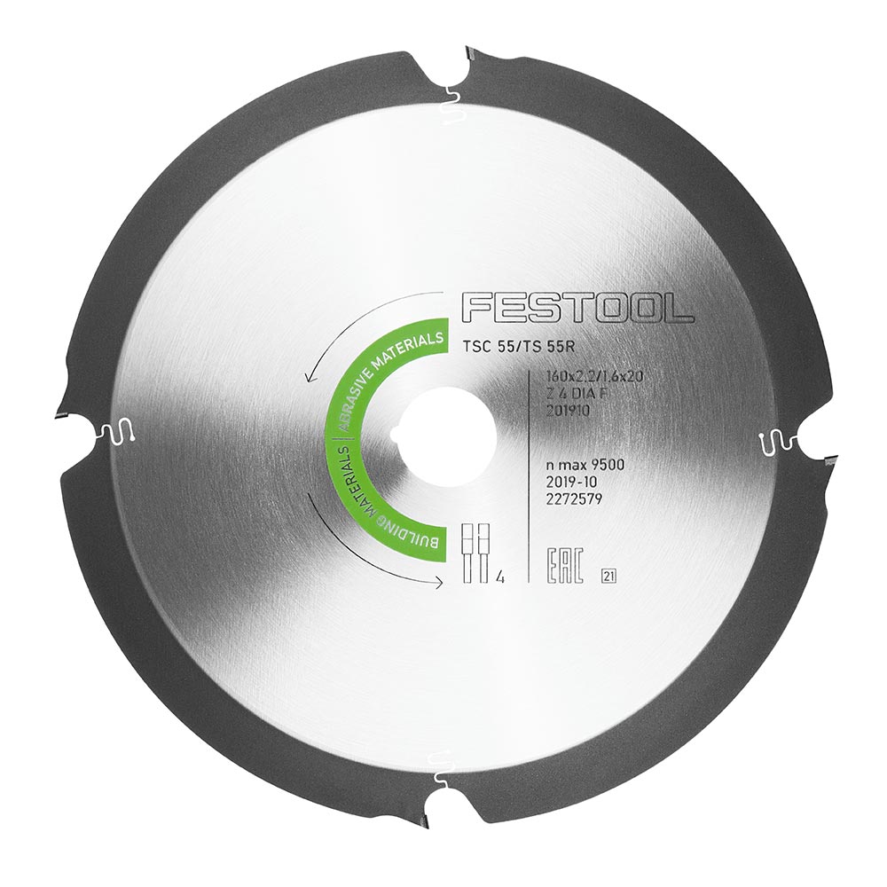 Festool Diamond Saw Blade, Abrasive Materials, 4 Teeth, For TSC 55 K and TS 55 F (1.8 mm Kerf)