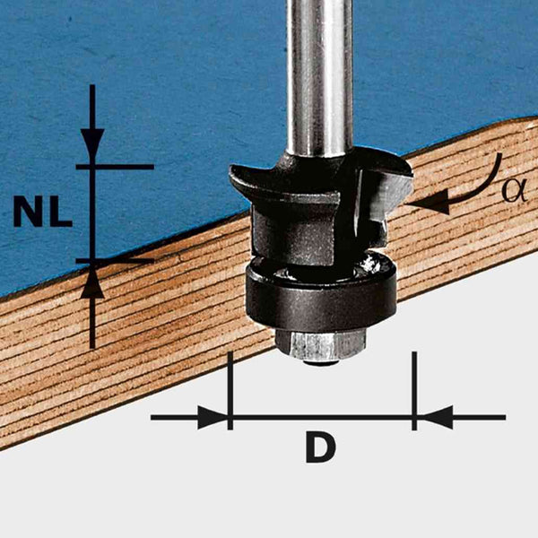 Festool Edge Trimming Chamfer Bit HW S8 D24/0° +45°