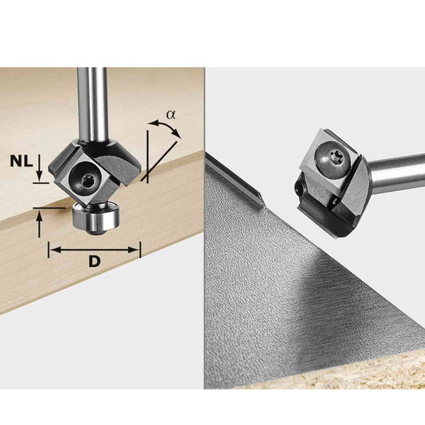 Festool Chamfer Bit Cutter with Bearing HW S8 HW 45° D27 12x12 mm