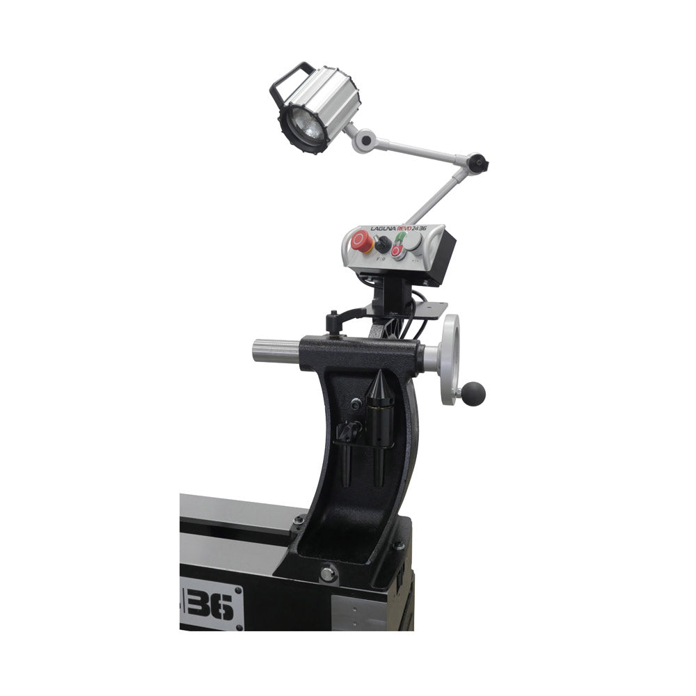 Rear Front View Laguna Revo 24|36 Lathe Optional Double Arm Light Kit