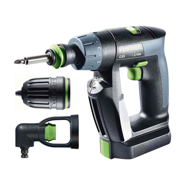 Festool CXS Plus Compact Cordless Drill Set with Right Angle Chuck