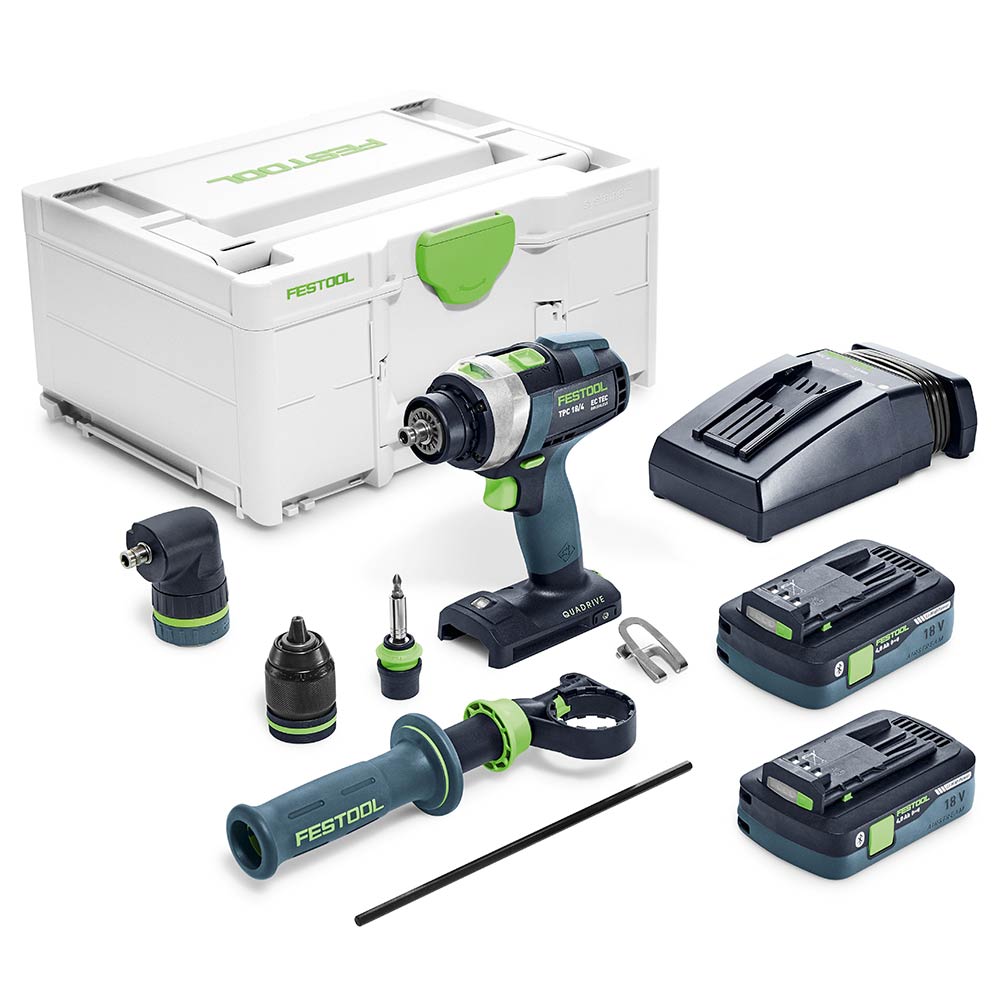 Festool Cordless Hammer Drill QUADRIVE TPC 18/4 I-Set