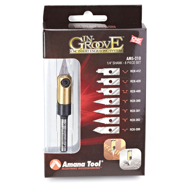 Amana 8-Piece In-Groove Insert Engraving Tool Body & Knives Set*