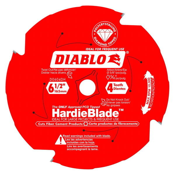 Diablo 6-1/2" x 4T (PCD) Fiber Cement HardieBlades (5 Pack)