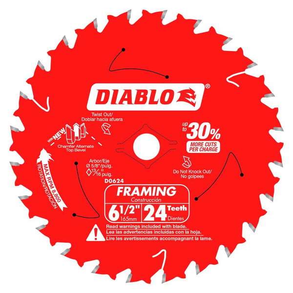 Diablo 6-1/2" x 24T Framing Saw Blade