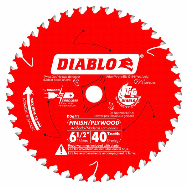 Diablo 6-1/2" x 40T Finish Trim Saw Blade