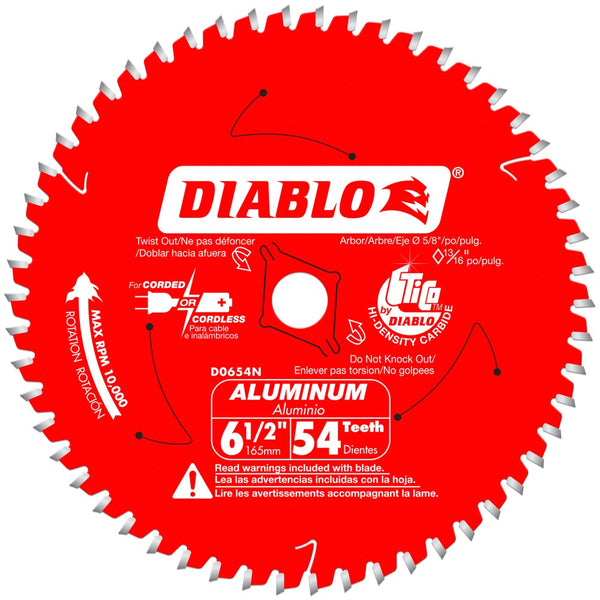 Diablo 6-1/2" x 54T (TCG) Medium Aluminum Cutting Saw Blade