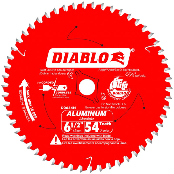 Diablo 6-1/2" x 54T (TCG) Medium Aluminum Cutting Saw Blades (5 Pack)