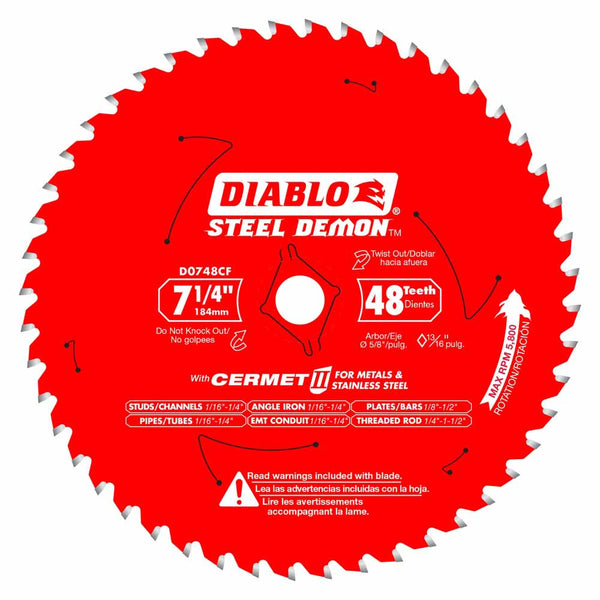 Diablo 7-1/4" x 48T Steel Demon Cermet II Saw Blades for Metal/Stainless Steel (5 Pack)