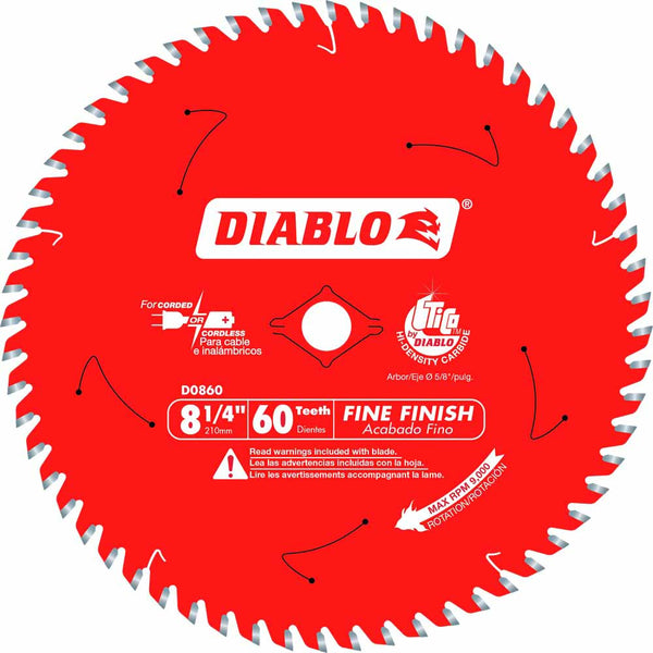 Diablo 8-1/4" x 60T Fine Finish Saw Blade