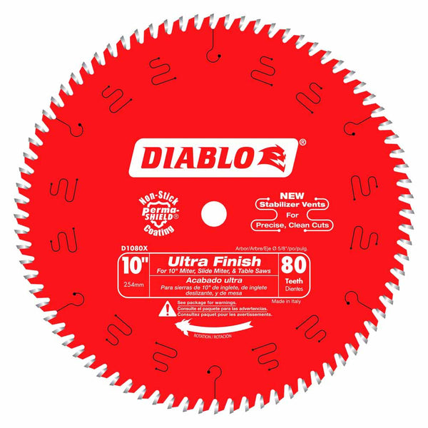 Diablo 10" x 80T Ultra Finish Saw Blade