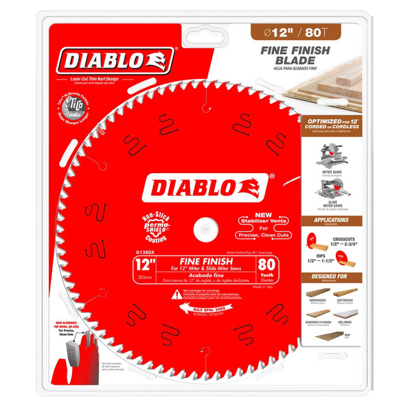 Diablo 12" x 80T Fine Finish Saw Blade