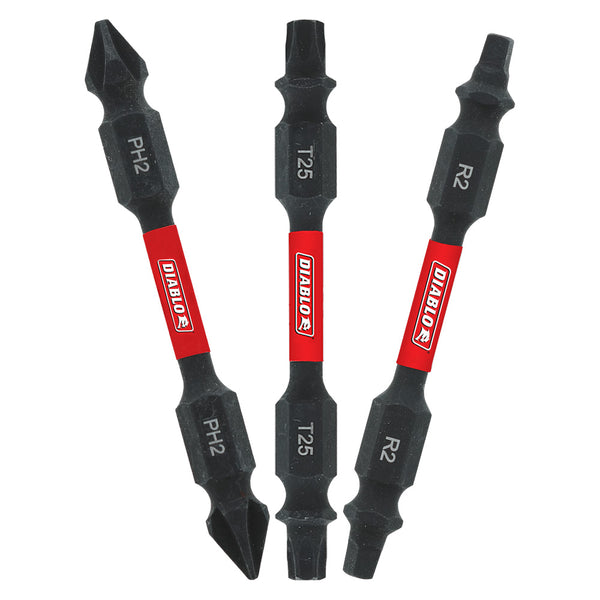 Diablo 2-1/2" Double-Ended Phillips, Square and Torx Drive Bits (3 Pack)