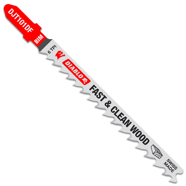 Diablo 4" 6 TPI Bi-Metal T-Shank Jig Saw Blades for Fast Cuts in Wood (5 Pack)