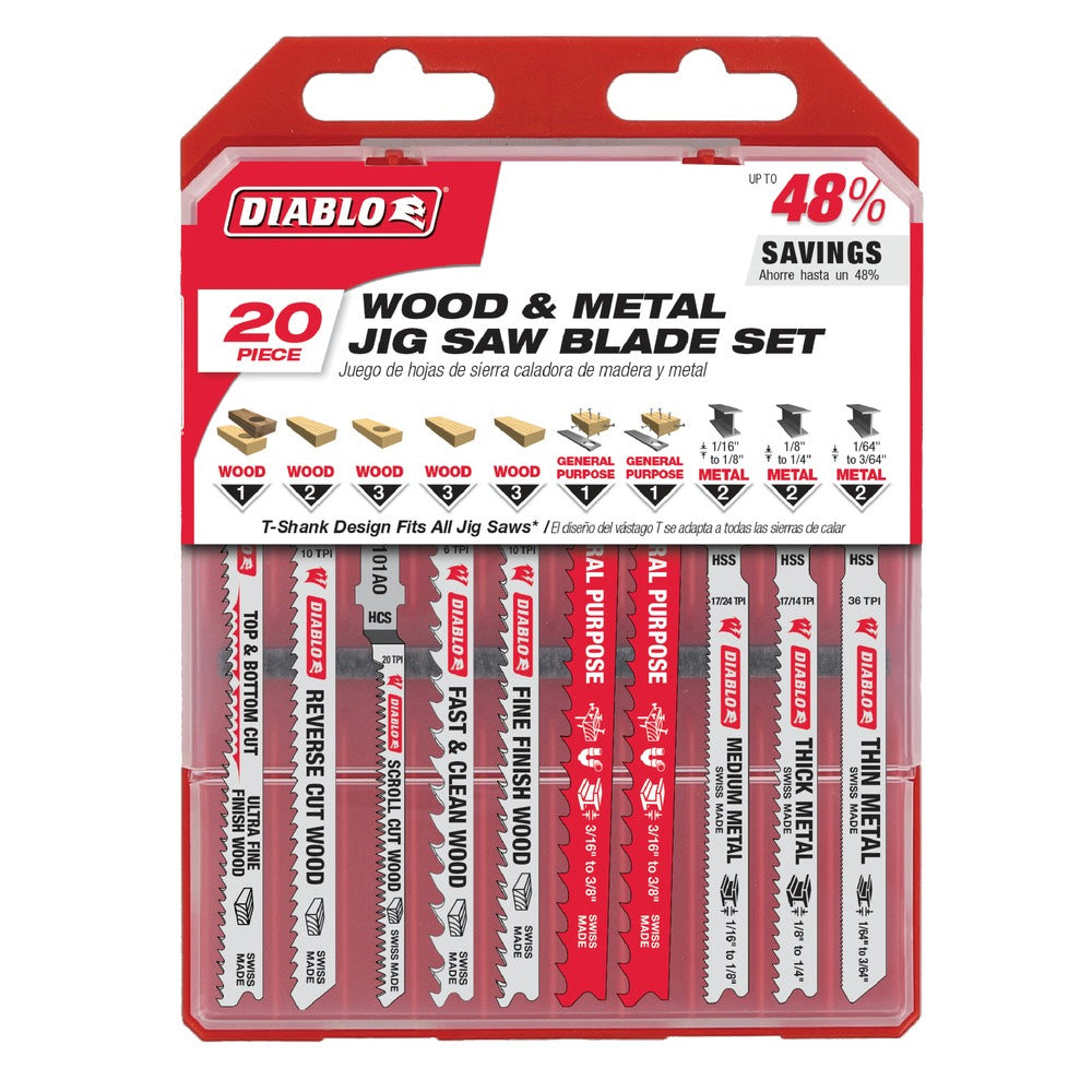 Diablo 20-Piece T-Shank Jig Saw Blade Set for Wood & Metal