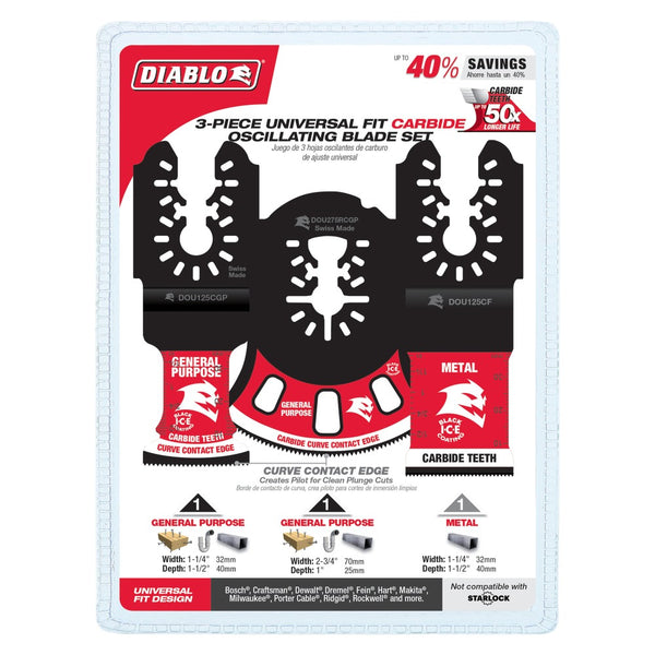 Diablo Universal Carbide Oscillating Blade Set (3 Pack)