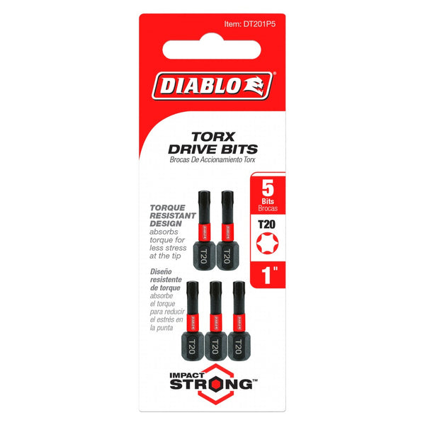 Diablo #20 Torx 1" Drive Bits (5 Pack)
