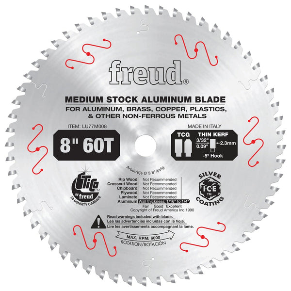 Freud 8" x 60T Thin Kerf Non-Ferrous Metal Blade