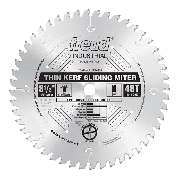 Freud 8-1/2" x 49T Thin Kerf Sliding Compound Miter Saw Blad