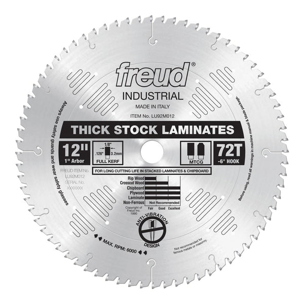 Freud 12" x 72T Thick-Stock Laminate Blade