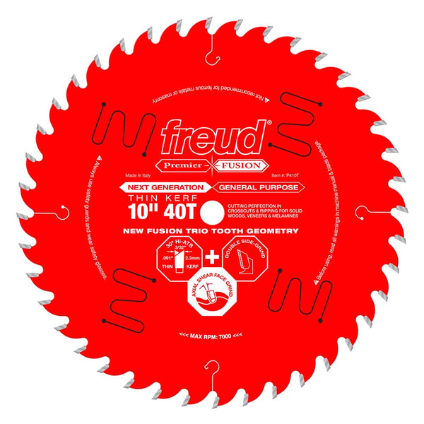 Freud 10" x 40T Thin Kerf Premier Fusion General Purpose Blade