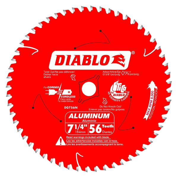 Diablo 7-1/4" x 56T Thick Aluminum Cutting Saw Blades (5 Pack)