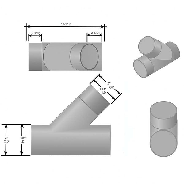 Big Horn Y Pipe Dust Collection Fitting 4"