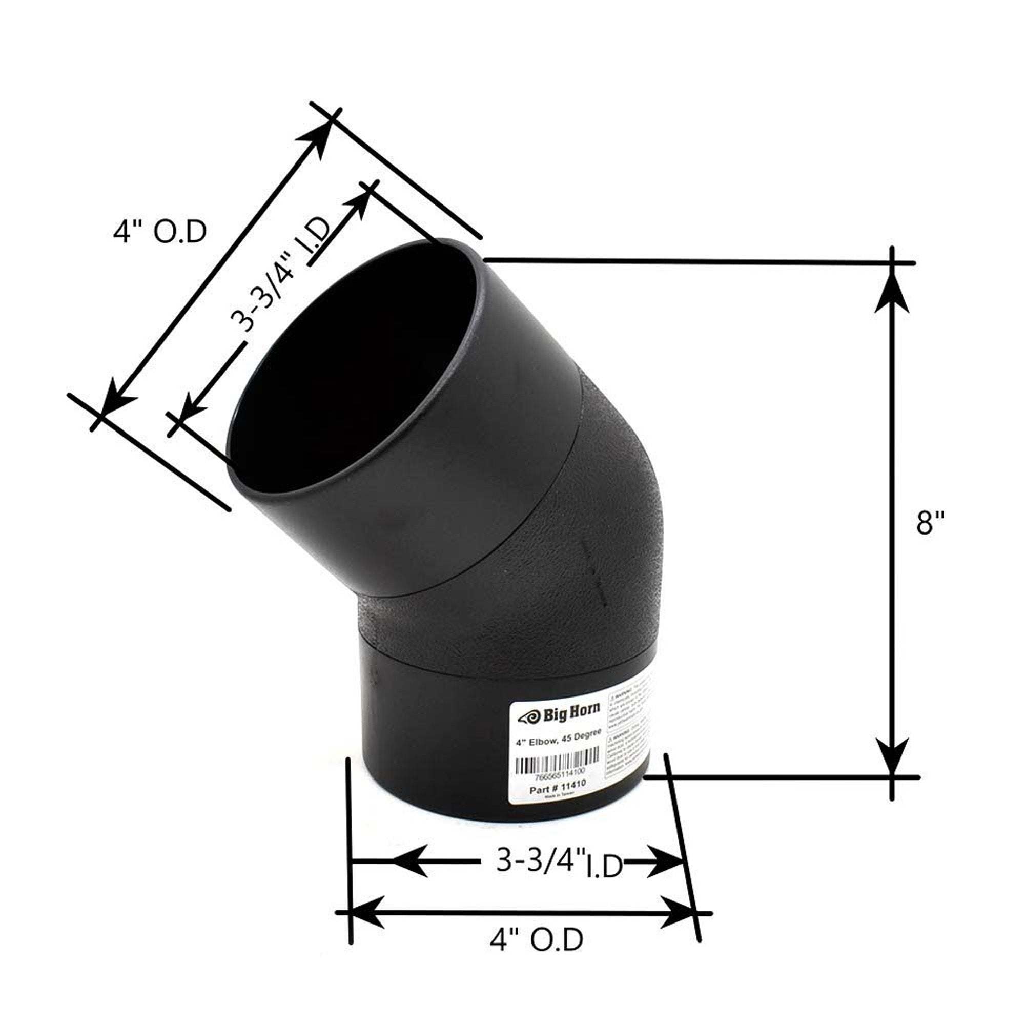 Big Horn 45° Dust Collection Elbow 4