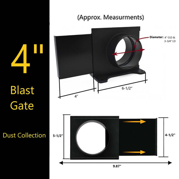 Big Horn Wall-Mounted Quick Connect Blast Gate 4"