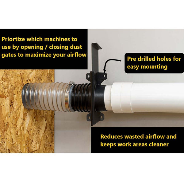 Big Horn Wall-Mounted Quick Connect Blast Gate 4"