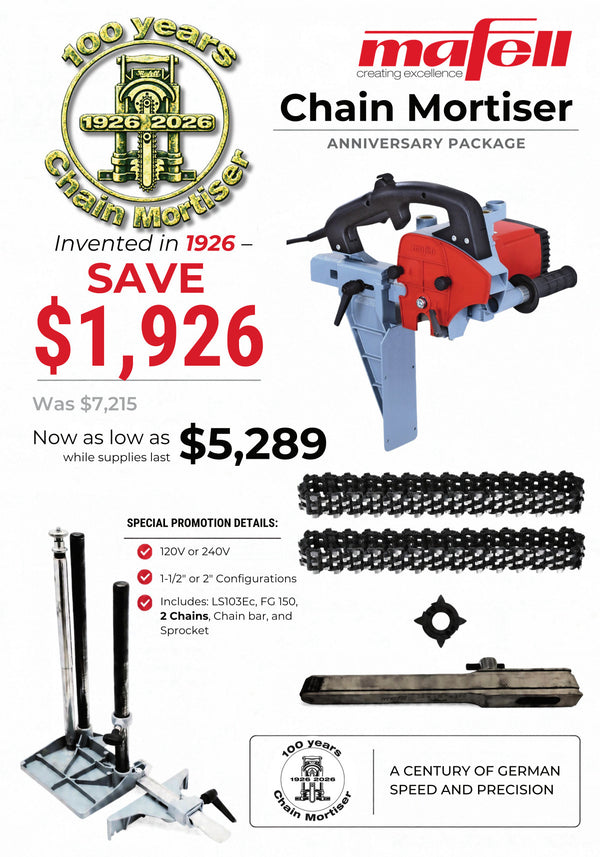 Mafell LS 103Ec Chain Mortiser Anniversary Package with 2" Chains & Mortising Guide (120V)