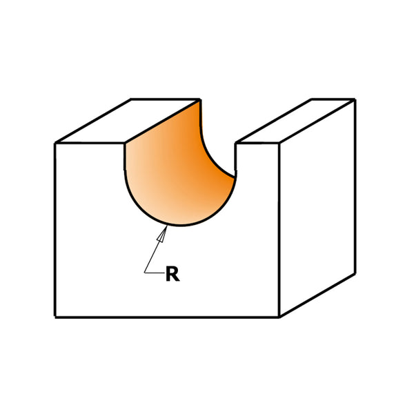 CMT 2 Flute Upcut Round Nose Router Bit 1/4" SH, 1/8" D, 1/2" CL
