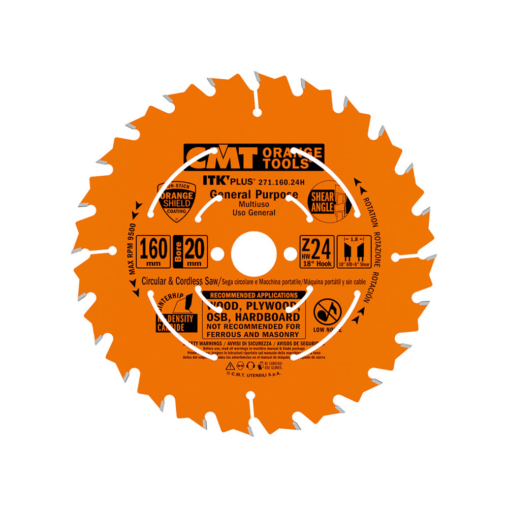 CMT ITK Plus General Purpose Track Saw Blade 160mm x 24T (1.8mm Kerf)