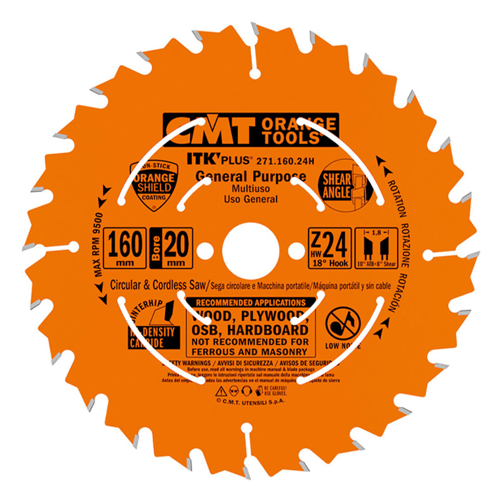 CMT ITK Plus General Purpose Saw Blade for Festool TS 55, HKC55 - 160mm x 24T (1.8mm Kerf)