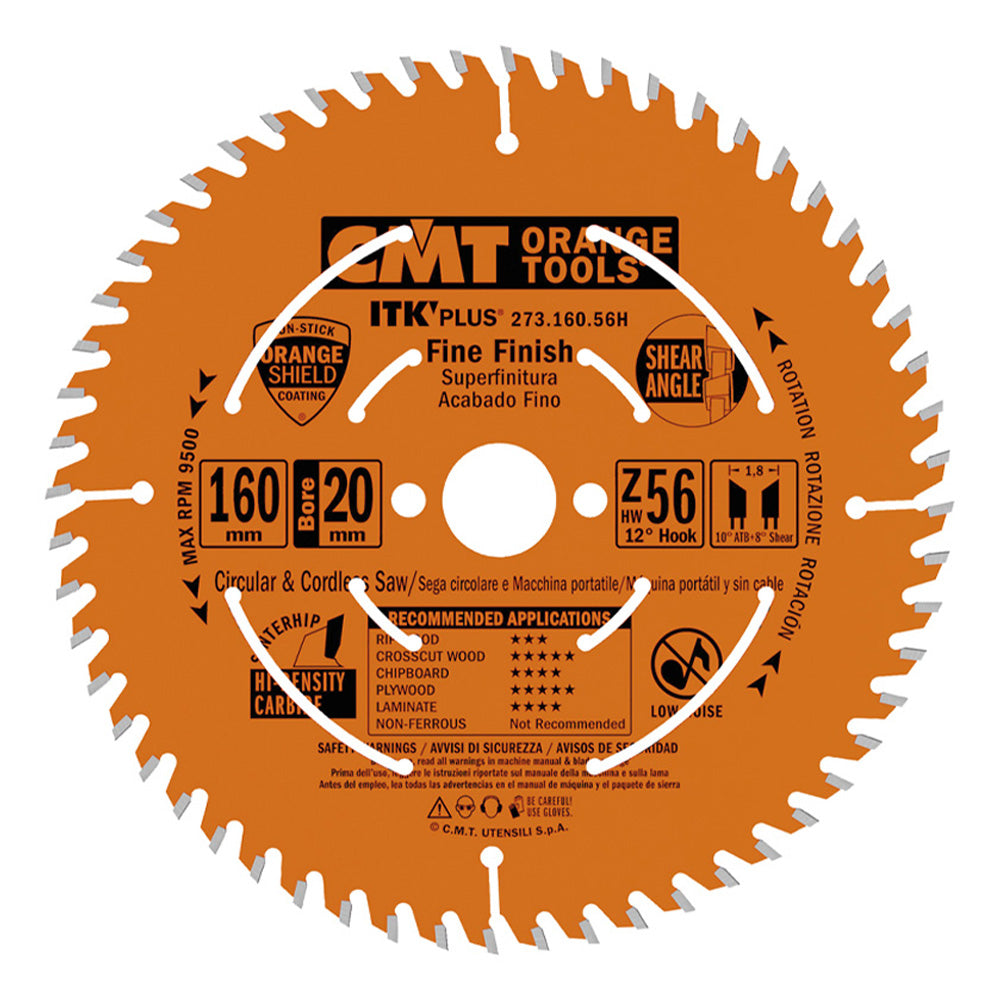 CMT ITK Plus Ultra Finish Saw Blade for Festool TS 55, HKC 55 - 160mm x 56T (1.8mm Kerf)