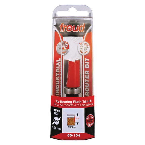 Freud Top Bearing Flush Trim Router Bit - 5/8" Diameter, 1" Cut, 1/4" Shank