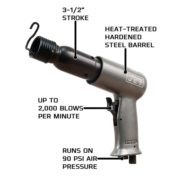 JET JAT-902 Long-Barrel Pneumatic Hammer (3-1/2" Stroke)