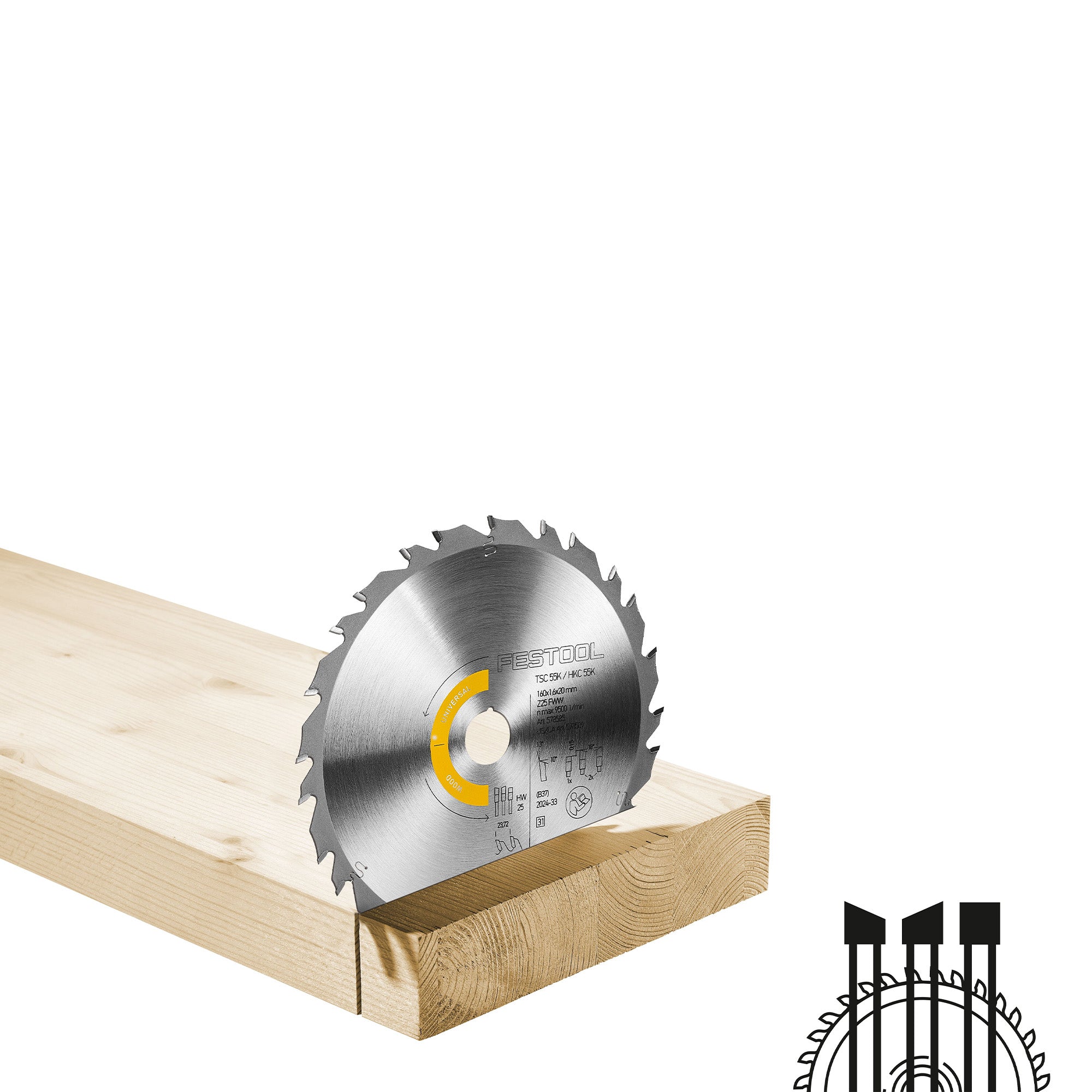 Festool Saw Blade, Wood, Universal, 25 Teeth, For HKC 55 K / TSC 55 K / TSC 55 KS (1.6mm Kerf)