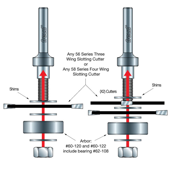 Freud Slotting Cutter Arbor - 5/16" Diameter, 2-3/8" Bore, 1/4" Shank